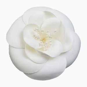 Corsage Textile White Brooch from Chanel
