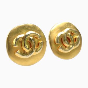 Coco Mark Metal Gold Earrings from Chanel, Set of 2