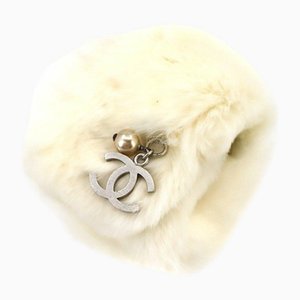 Lapin Fur White Coco Mark Bangle Bracelet from Chanel
