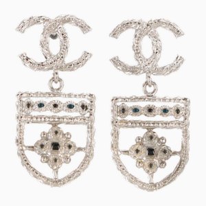 Coco Mark Emblem Swing Earrings in Silver from Chanel