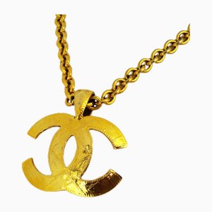 Vergoldete Coco Mark Matelasse Halskette von Chanel