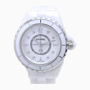 J12 Diamond & White Ceramic & Stainless Steel Watch from Chanel