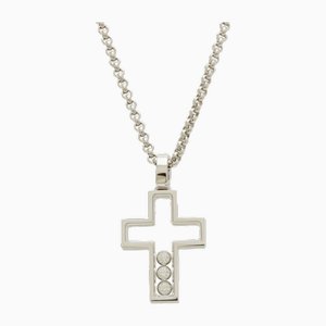 Happy Diamond Cross Necklace Pendant in White Gold from Chopard
