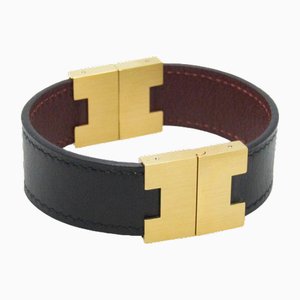Lurie Reversible Leather and Metal Bangle from Hermes