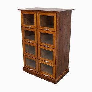 Vintage Dutch Beech & Pine Haberdashery Shop Cabinet / Vitrine, 1950s