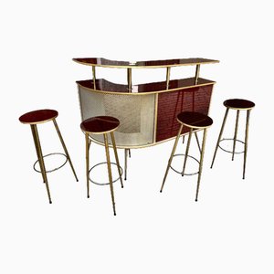Bar and Stools, 1960s, Set of 5