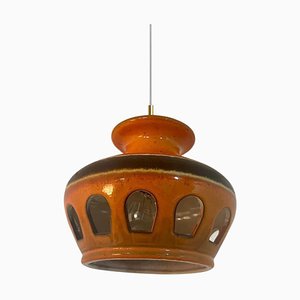 German Glazed Ceramic Pendant Light, 1970s