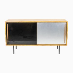 Low Ash Sideboard with Sliding Doors, 1960s