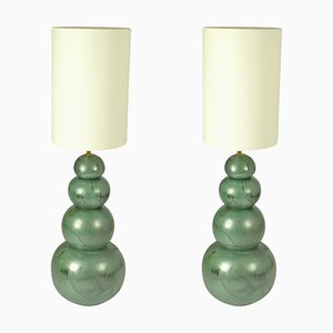 Large Ceramic Seagreen Floor Lamps attributed to Kaiser, 1980s, Set of 2