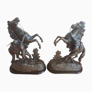Vintage Equestrian Gift Trophy Horse attributed to Coustou 1930s, Set of 2