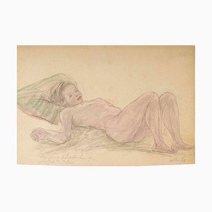 Odilon Roche, Reclining Nude Woman, 1935, Colored Pencil on Paper