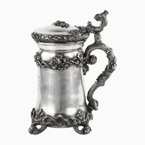 German Silver Beer Cup with Oak Branch Pattern