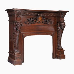 Carved Oak Fireplace in Renaissance Style