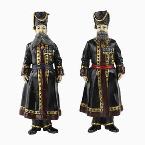 Bronze Figures of Russian Cossacks, Personal Guard of the Imperial Family in the style of Faberge, 1890s, Set of 2
