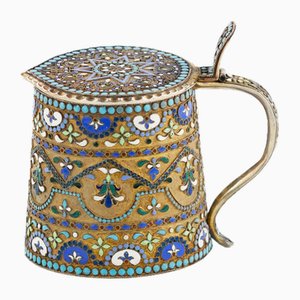 20th Century Neo-Russian Russian Silver Cloisonné Enamel Mug