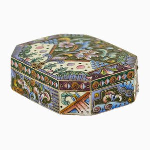 Tabatière Art Nouveau en Argent avec Emaux 6 Moscow Artel, Russie, 1917