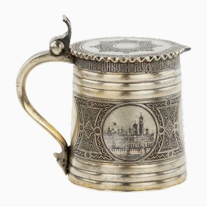 Russian Beer Mug in Silver from P. Ovchinnikov, 1871