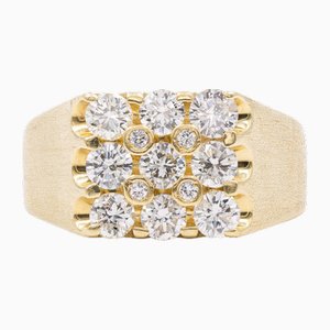 Vintage 14k Yellow Gold Diamond Chevalier Ring, 1970s