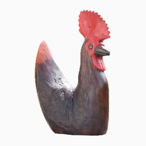 Large Vintage Folk Art Carved Wooden Cockerel or Rooster