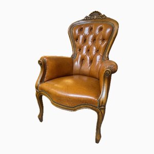 Vintage Button Back Leather Chair