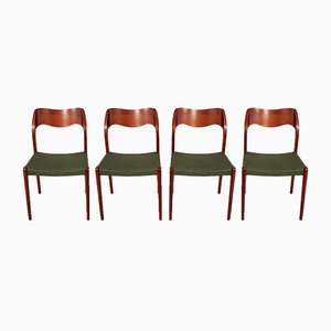 Model 71 Teak Chairs by N. O. Møller for J.L. Møllers Møbelfabrik, 1950s, Set of 4