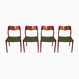 Model 71 Teak Chairs by N. O. Møller for J.L. Møllers Møbelfabrik, 1950s, Set of 4