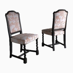 Set of Oak Chairs with Barley Twist Legs, Sweden, 1920s