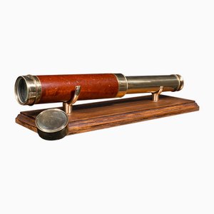 Antique English 3 Draw Telescope in Fruitwood & Brass