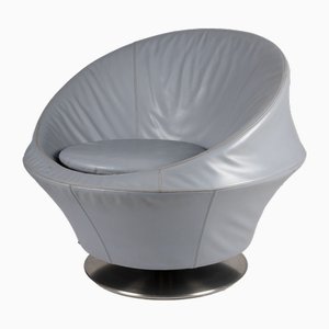 Silla Leolux Ophelia de cuero gris, años 2000