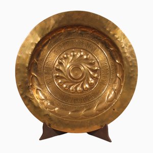 Brass Offering Dish with Gothic Inscriptions, Nuremberg, 1600s