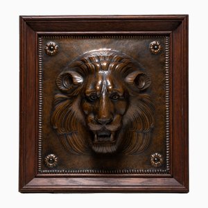Lion Protome in Oak Frame by E. Herger, 1910