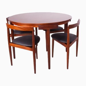 Mid-Century Danish Dining Table with Four Chairs by Hans Olsen for Frem Rojle, 1960s, Set of 5