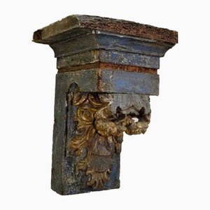 Mensola antica in legno policromo, Spagna, XVIII secolo