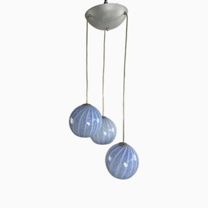 Lámpara colgante de tres esferas de cristal de Murano, años 90