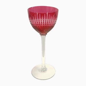 Crimson Crystal Drinking Glasses attributed to Val Saint Lambert, 1960s, Set of 12