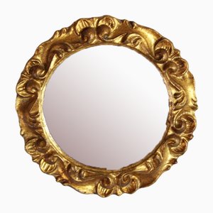 Vintage Golden Round Mirror, 1960