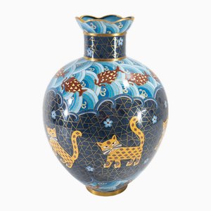 Chinesische Mid-Century Cloisonne Emaille Vase von Jingfa, 1980er