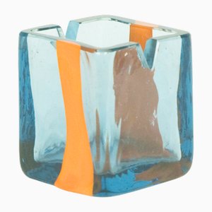 Aschenbecher aus Muranoglas in Blau & Orange von Pierre Cardin für Venini, 1960er