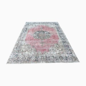 Tappeto grande vintage rosa pallido con motivo a medaglione, anni '80