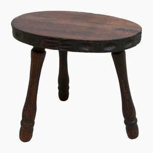 Low Brutalist Wood Stool, 1950