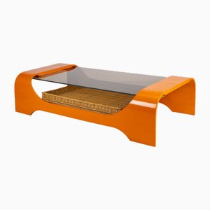 Space Age Orange and Smoke Couch Table, 1970s