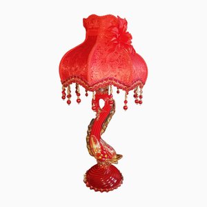 Murano Glass Table Lamp with Gold Leaves from Barovier and Toso, 1950