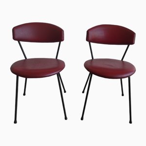 Red Leather Chairs from Arflex, 1960s, Set of 2