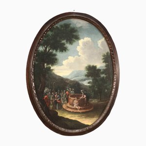 Giuseppe al pozzo, 1721, olio ovale su tela, con cornice