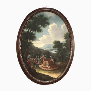 Joseph at the Well, 1721, Oval Oil on Canvas, Framed