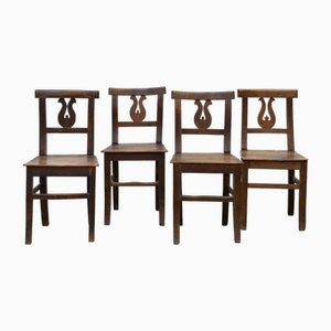 Sedie Lira rustiche in noce, set di 4