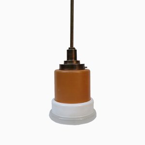 Glass and Copper Pendant Light from Philips, 1930s