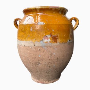 Kleines Konfitglas aus glasierter Keramik in Gelb