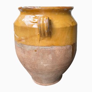 Kleines Konfitglas aus glasierter Keramik in Gelb