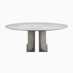Tavolo in marmo bianco di Simon Samo attribuito a Carlo Scarpa, Italia, anni '70